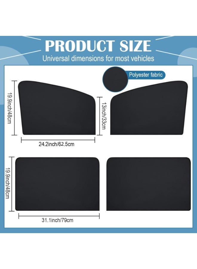 ستائر نوافذ السيارة  عبوة من 4 ستائر مغناطيسية لحماية خصوصية السيارة، ستائر جانبية لحماية الطفل من أشعة الشمس فوق البنفسجية، مناسبة للتخييم، والقيلولة، والنوم، والرضاعة الطبيعية. - Image 2